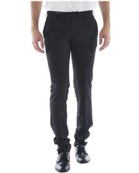 Daniele Alessandrini - Broeken ,Zwart ,Leer Pantalone Slim Fit - Lyst