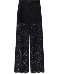 Dolce & Gabbana - Schwarze spitzenhose mit weitem bein - Lyst