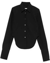 Covert - Overhemden ,Zwart ,Wol Shirt Met Gebogen Zoom - Lyst