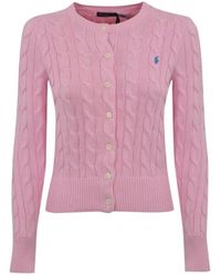 Polo Ralph Lauren - Bestickte baumwoll-strickjacke - Lyst