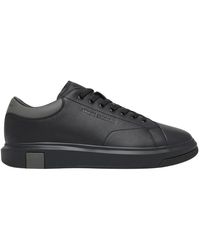 ARMANI EXCHANGE - Schoenen ,Zwart ,Leer Zwarte Leren Lage Sneakers - Lyst