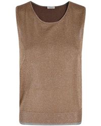 Roberto Collina - Tops ,Bruin ,Top Lurex Contrasto - Lyst