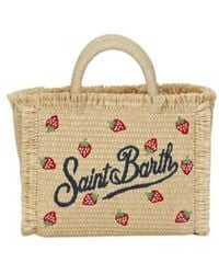 Mc2 Saint Barth - Stroh Mini Vanity Tasche Mit Erdbeer-Patch - Lyst