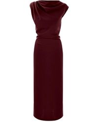 Kocca - Kleedjes ,Rood ,Elegante Jurk Met Gerimpelde Halslijn - Lyst