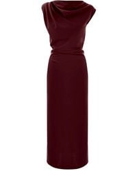 Kocca - Kleedjes ,Rood ,Elegante Jurk Met Gerimpelde Halslijn - Lyst