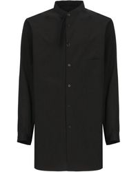 Yohji Yamamoto - Schwarzes baumwollhemd mit darin-kragen - Lyst