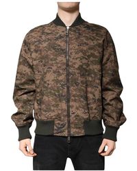 Dolce & Gabbana - Bruine Camouflage Bomberjack Met Logo - Lyst