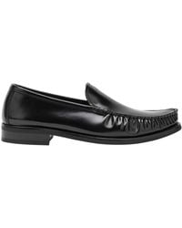 Prada - Schwarze Loafer Aus Gebürstetem Leder - Lyst