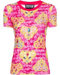 Versace - T-shirt con stampa couture - Lyst