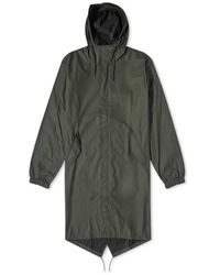 Rains - Jassen ,Groen ,Groene Fishtail Parka Met Asymmetrische Zoom - Lyst