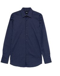 BOSS - Geometrisches Slim Fit Baumwollhemd Blau - Lyst