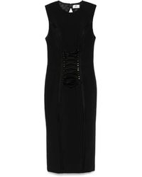 Elisabetta Franchi - Kleid Aus Stretch-Crêpe-Gewebe Mit Gekreuzten Schnürungen - Lyst