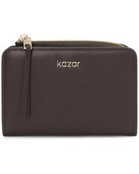 Kazar - Accessoires ,Bruin ,Leer Portemonnee Met Rits - Lyst