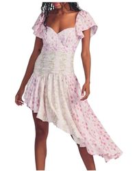 LoveShackFancy - Abito asimmetrico patchwork floreale irvine - Lyst
