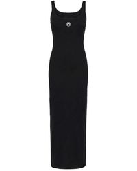 Marine Serre - Moon Logo Ribgebreide Jersey Lange Jurk - Lyst