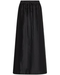 Loulou de Saison - Rokken ,Zwart ,Linnen Lange Rok Met Elastische Tailleband - Lyst