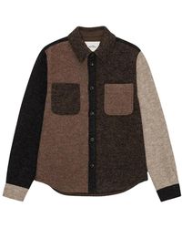 Les Deux - Overhemden ,Bruin ,Wol Wool Colourblock Overshirt - Lyst