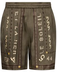 Balmain - Korte Broeken ,Groen ,Bermuda Shorts Met Club Print - Lyst