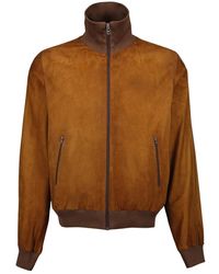 Prada - Jassen ,Bruin ,Suède Suède Blouson Jack - Lyst