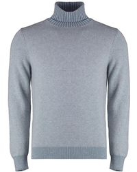 Malo - Truien & Vesten ,Blauw ,Kasjmier Luxe Cashmere Coltrui Trui - Lyst