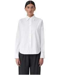 Closed - Overhemden ,Wit ,Katoen Cotton Chambray Shirt - Lyst