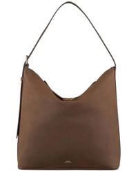 A.P.C. - Tassen ,Bruin ,Leer Bruine Schoudertas Met Box Design - Lyst