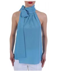 Michael Kors - Tops ,Blauw ,Tie Neck Shoulder Top - Lyst
