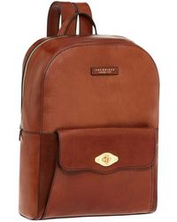 The Bridge - Tassen ,Bruin ,Bruine Leren Rugzak Met Gouden Metalen Details - Lyst