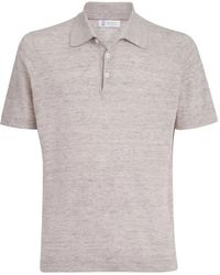 Brunello Cucinelli - Polo Shirt Van Gebreid Linnen En Katoen - Lyst