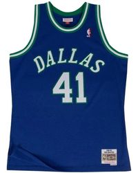 Mitchell & Ness - Fitness ,Blauw ,Camiseta Dallas Mavericks Dirk Nowitzki - Lyst