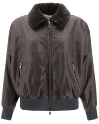 Brunello Cucinelli - Luxuriöse Lederjacke Mit Pelzkragen - Lyst
