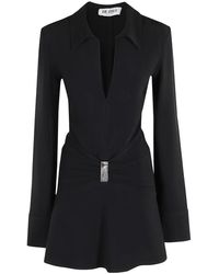The Attico - Kleedjes ,Zwart ,Zwarte Mini Jurk Met Diepe V-Hals - Lyst