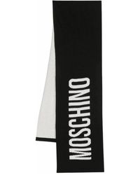 Moschino - Sciarpa nera con design bicolor e logo - Lyst
