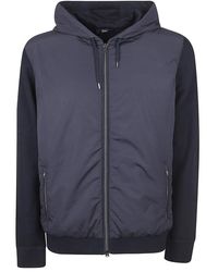 Herno - Jassen ,Blauw ,Katoen Giacca Felpa Imbottita Combinata - Lyst