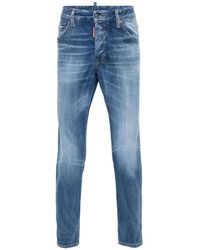 DSquared² - Jeans ,Blauw ,Denim Blauwe Skinny Jeans Van Denim Met Distressed Details - Lyst
