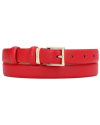 Kazar - Accessoires ,Rood ,Leer Smal Leren Riem Met Textuur - Lyst