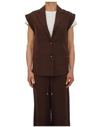 Liu Jo - Jassen ,Bruin ,Linnen Button Waistcoat - Lyst