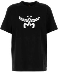 MCM - Tops ,Zwart ,Katoen Klassiek Zwart Katoenen T-Shirt - Lyst