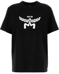 MCM - Tops ,Zwart ,Katoen Klassiek Zwart Katoenen T-Shirt - Lyst