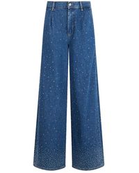 Liu Jo - Jeans ,Blauw ,Denim Flare Jeans Met Lichtgevende Strass - Lyst