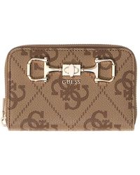 Guess - Accessoires ,Bruin ,Karnilla Logo Slg Large Zip Around - Lyst