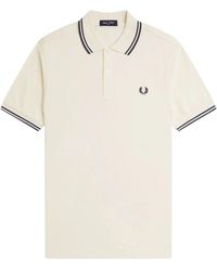 Fred Perry - Tops ,Katoen Gestreepte Trim Katoenen Polo Shirt - Lyst