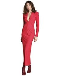 Amazuìn - Langes Kleid Mit Spaghettiträgern Und Tiefem V-Ausschnitt - Lyst