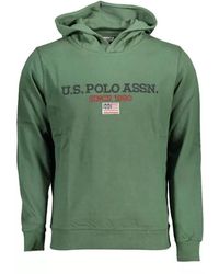 U.S. POLO ASSN. - Hoodies & Sweatvesten ,Groen ,Katoen Groene Katoenen Hoodie Met Contrasterend Logo - Lyst