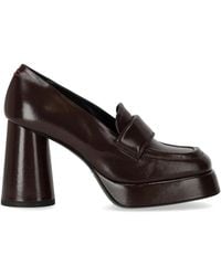 Halmanera - Schoenen ,Bruin ,Leer Donkere Glaze Hak Loafer - Lyst