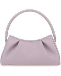 Elleme - Lila leder grübchen mond umhängetasche - Lyst
