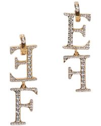 Elisabetta Franchi - Kristall Tropfen Buchstabe Charm Ohrringe - Lyst