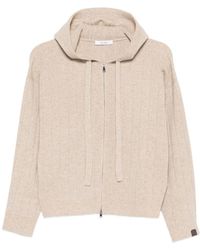 Max Mara - Beiger Gerippter Kapuzenpullover Mit Reißverschluss - Lyst