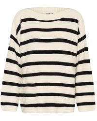 Soaked In Luxury - Gestreifter Strickpullover Weiß Mit Schwarzen Streifen - Lyst