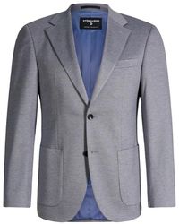 Strellson - Kostuums ,Grijs ,Leer Grijze Blazer Met Opgestikte Zakken - Lyst
